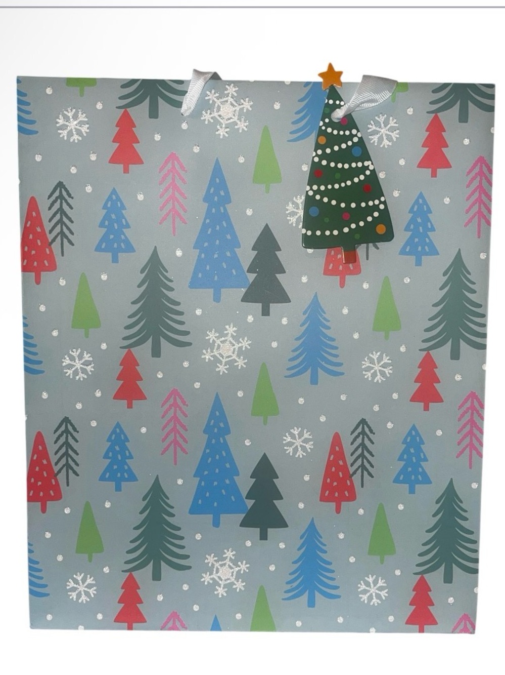 Holiday Gift Bags with Santa & Tree - Blue and Green 3 Pc Set - Picture 9 of 16